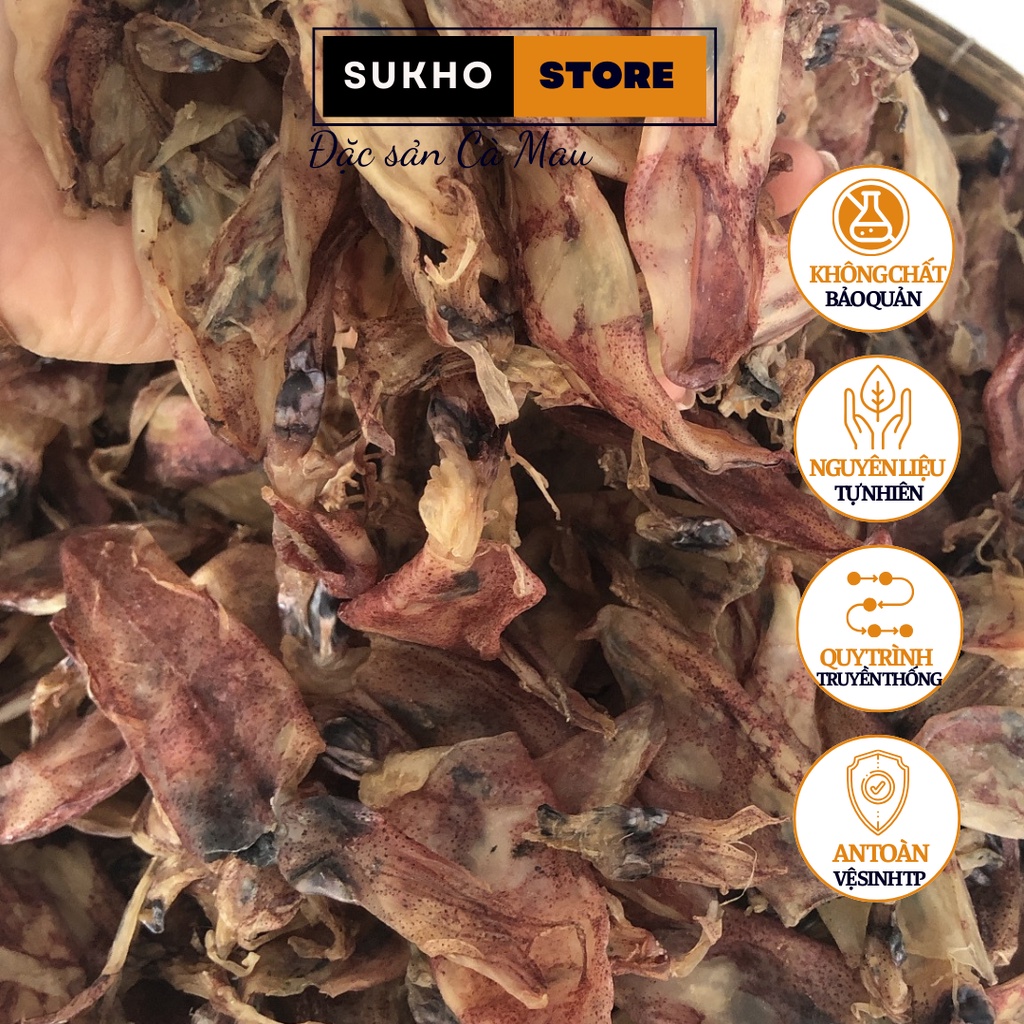 Khô mực chuối, khô mực Cà Mau mực to con dày thiẹt túi hút chân không 250g - Sukho Store