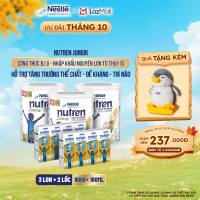 Bộ 3 Sữa Bột Dinh Dưỡng Y Học NESTLÉ NUTREN JUNIOR Xuất Xứ Thụy Sĩ Công Thức BIG Hỗ Trợ Tăng Trưởng Thể ChấtTrí NãoĐề Kháng Cho Bé 800G + 2 Lốc Sữa pha sẵn 180ML/hộp