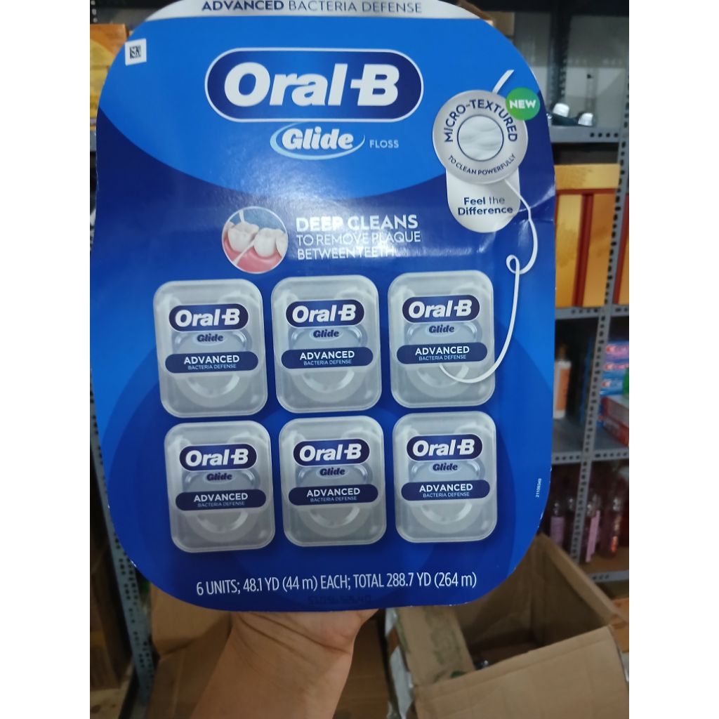 Hàng chuẩn Cosco - Chỉ nha khoa Oral-B Glide Advanced (6x44m) -Làm sạch từng kẽ răng ở những nơi bàn chải đánh răng không thể với tới, Có thể kéo chỉ xuyên các kẽ răng khít, dễ dàng hơn 50% so với những chỉ tơ nha khoa hàng khác