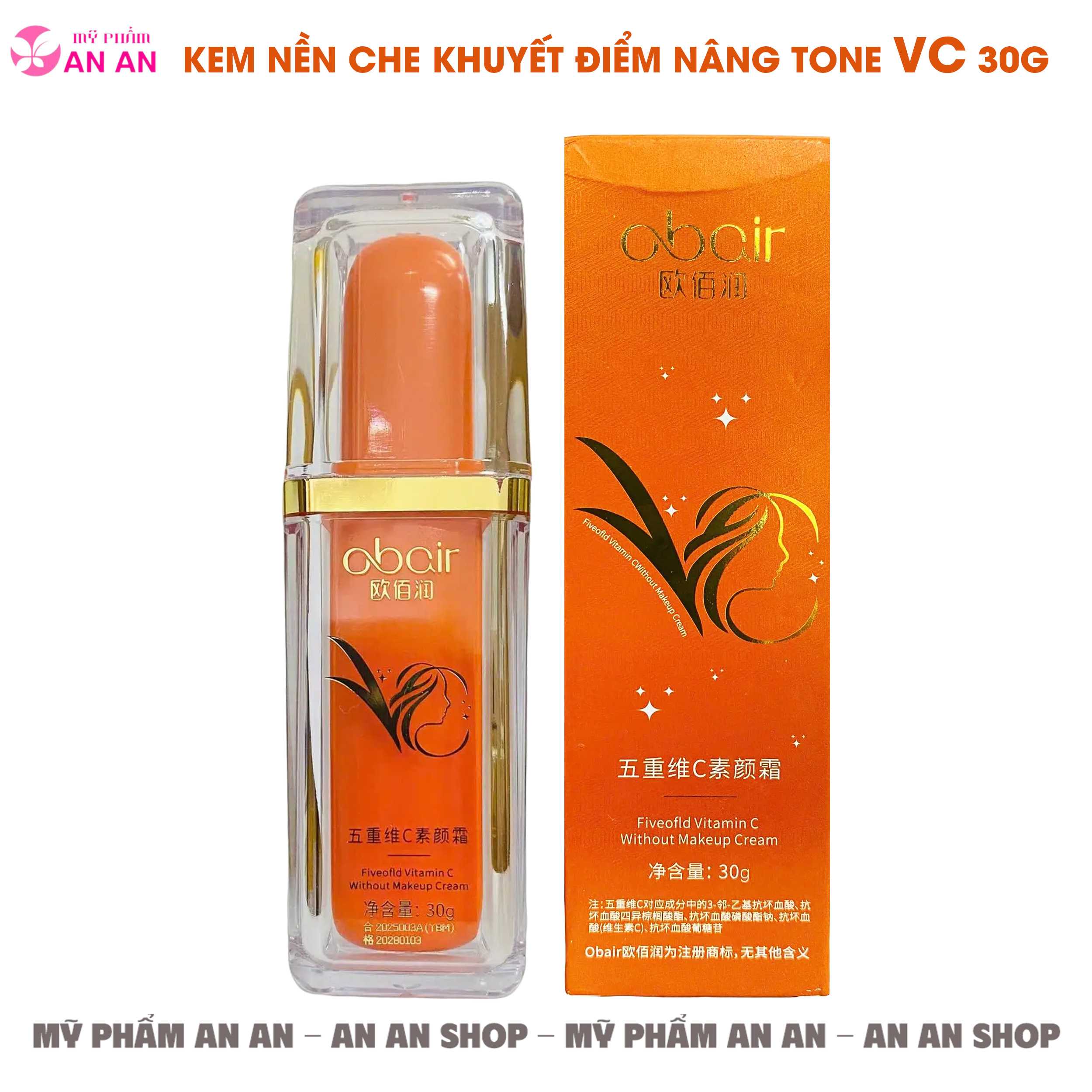 Kem nền nâng tone che khuyết điểm VC 30g, Kem lười làm kem lót nền lớp makeup giúp giữ nền da lâu trôi chống thấm nước