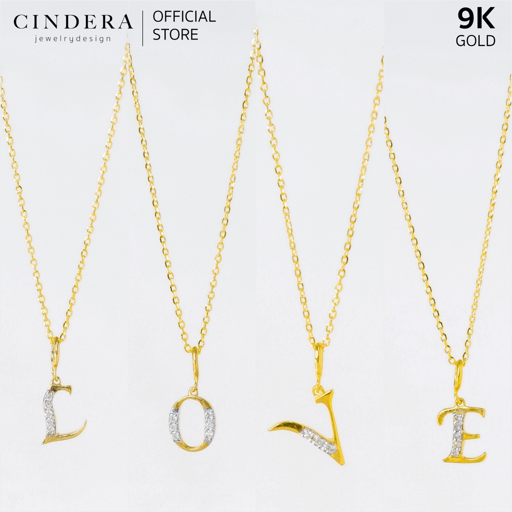 ***ของแท้100%-ของแถมมากมาย-ลด30%***สร้อยคอทอง จี้ตัวอักษร ประดับเพชร ทอง 9K ITALY 375 ราคา 4,221 บาท*ส่งฟรี