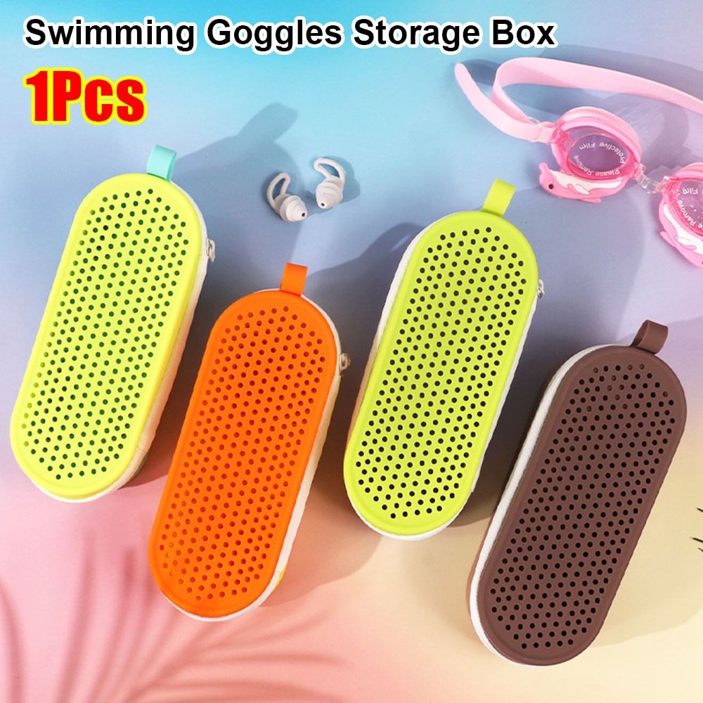 YPB585111 1Pcs Khóa hai Hộp đựng kính bơi Thoáng khí Silicone Hộp đựng kính Sức chứa lớn Hộp bảo vệ Kính râm