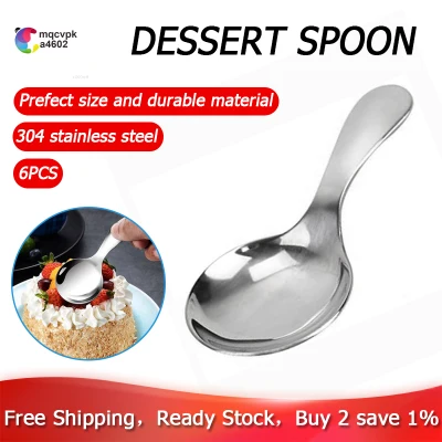【In stock】【Free shipping】6 Pcs Stainless Steel Short Handle Spoons Mini Salt Spoons Condiments Spoon Dessert Spoon Tea Coffee Spoons,Silver，
