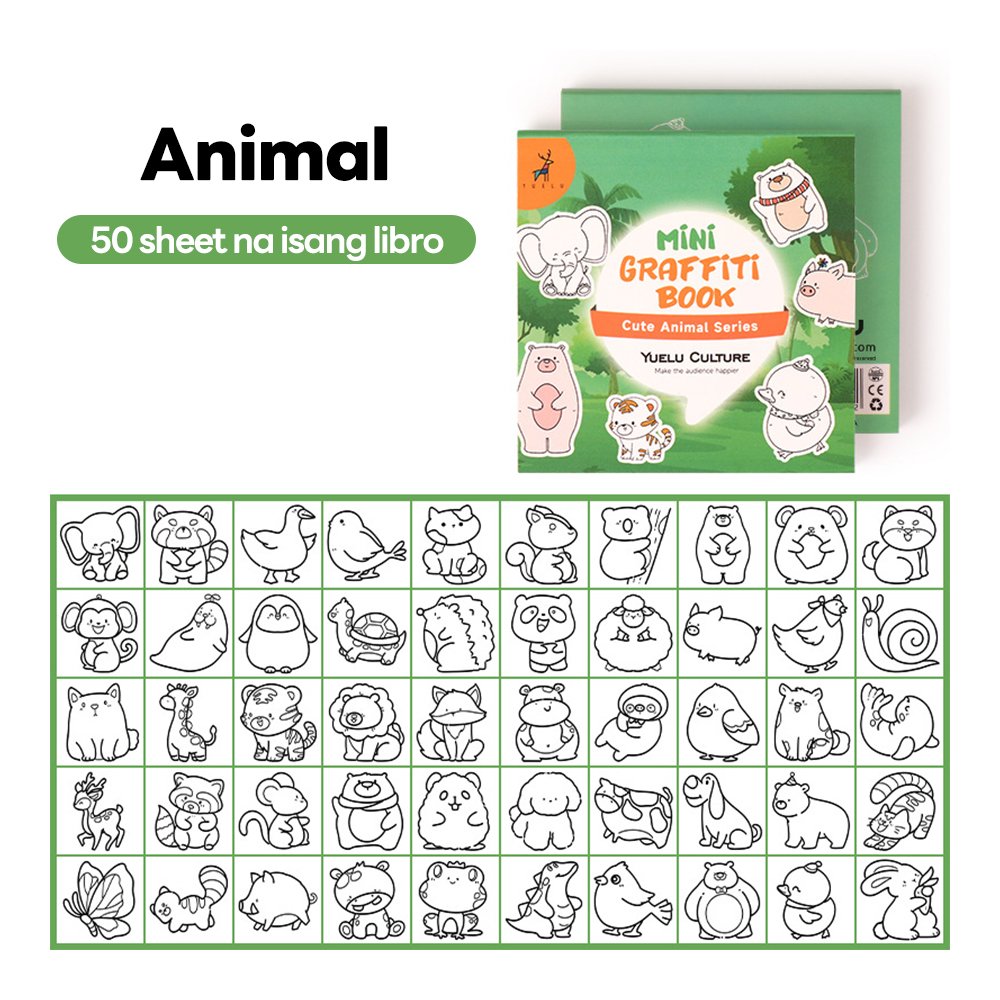 Lakoe Cartoon Handy Doodle Book Coloring Drawing Book Educational Kids 50 Pages Paper Mini DIY