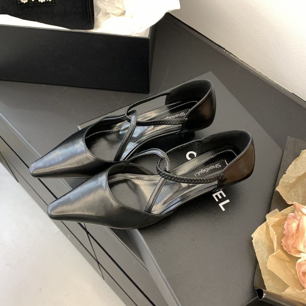 Giày Sandal Cao Gót Mũi Nhọn Quai Chéo Da Mềm Đế 3cm Mềm Mại Quý Phái CG18 
Taoladyshoes - 5