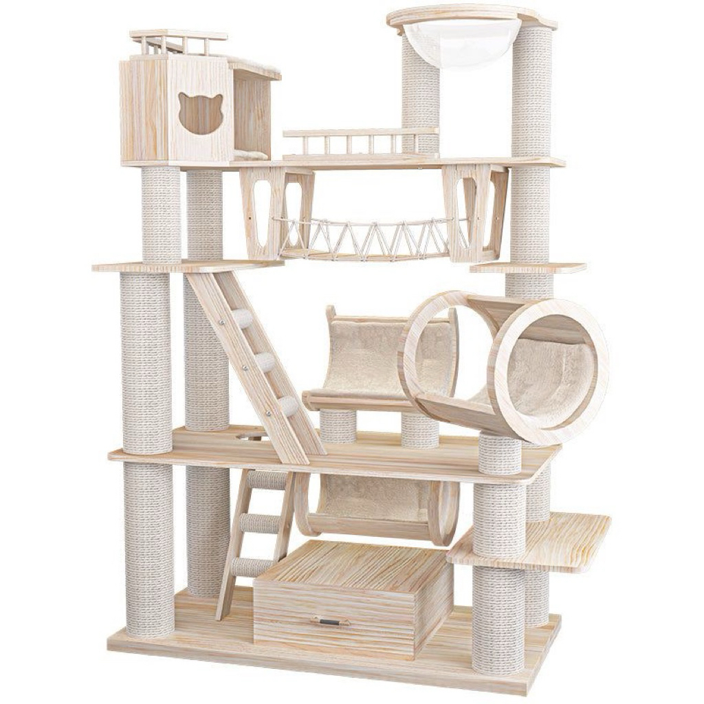 🔥MẪU CAT TREE - NHÀ CÂY CHO MÈO BẰNG GỖ TỰ NHIÊN SỒI ĐẶC BIỆT 2026