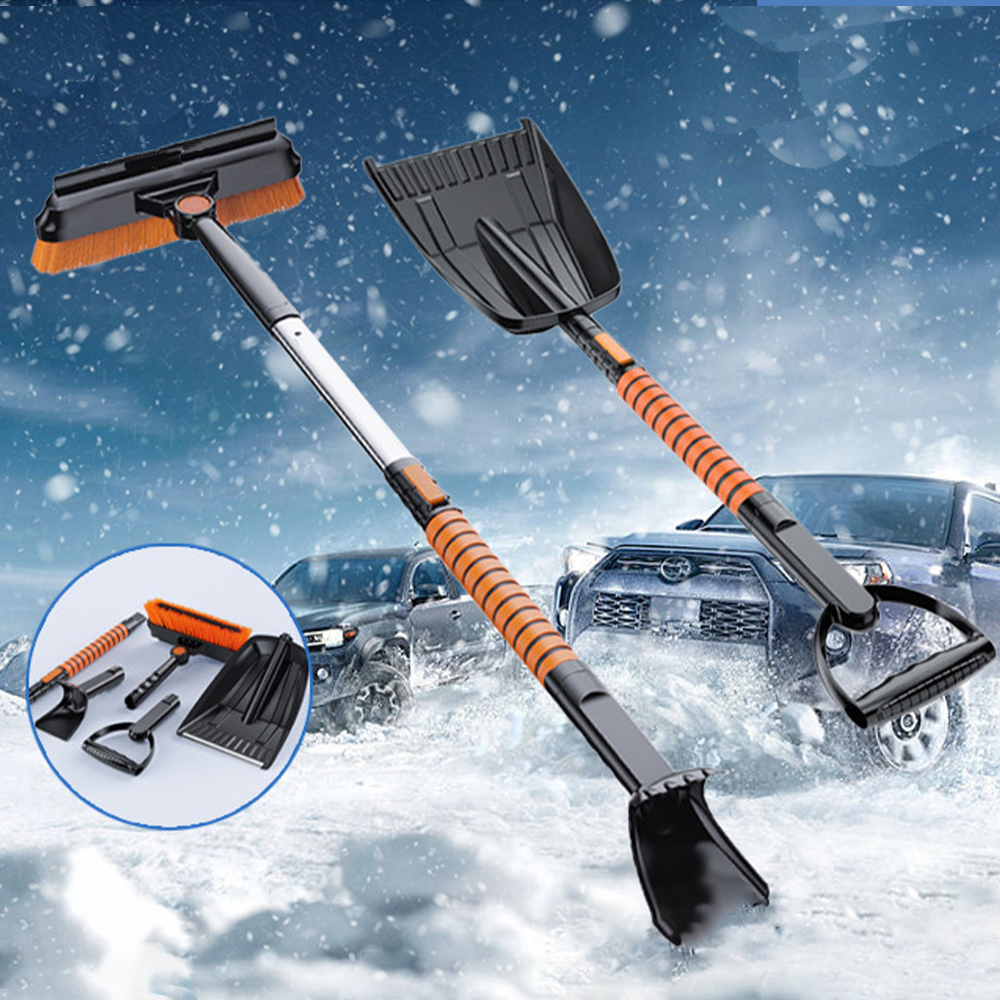 【Hot demand】 KJOY 5-in-1 3-in-1 Aluminum Alloy Telescopic Snow Shovel Multi-function Deicing Shovel For Cars Portable Removable Snow Brush