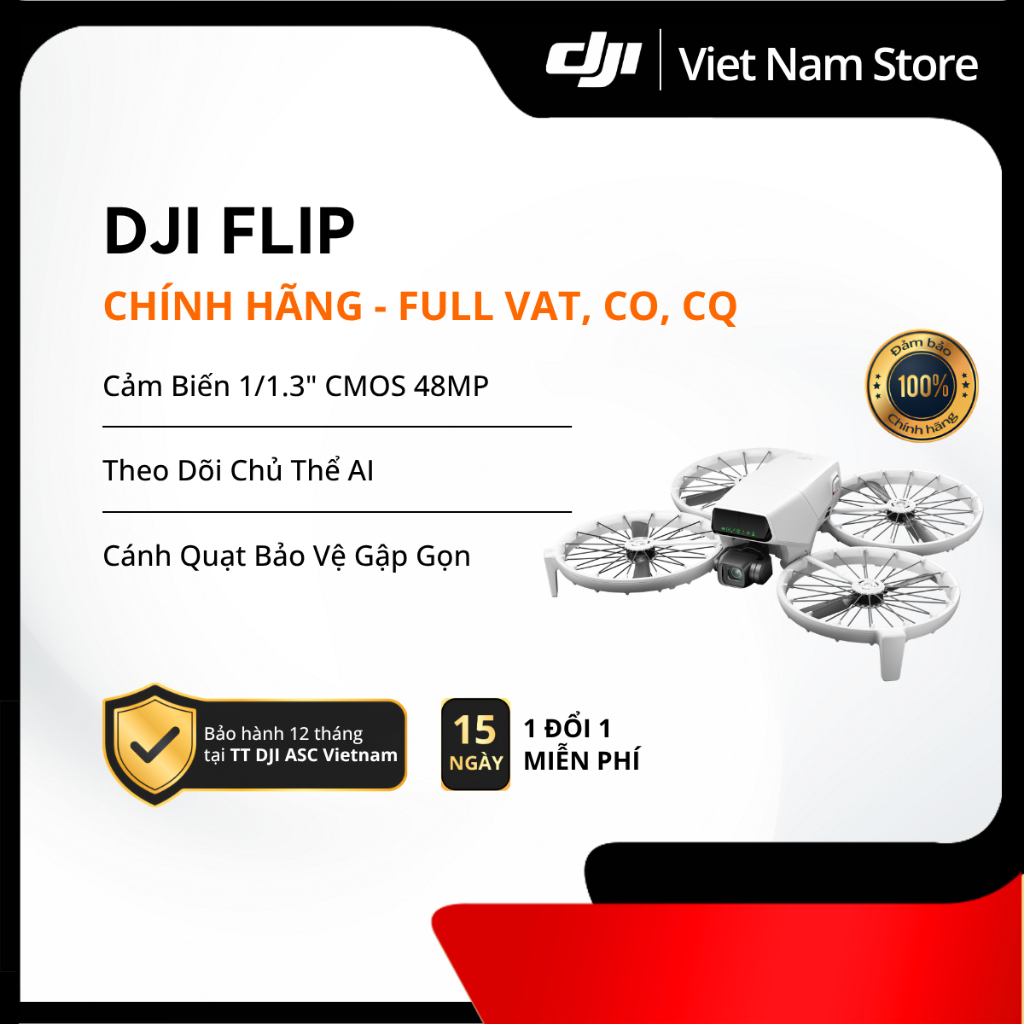 [Full VAT, CO, CQ] Chính Hãng Flycam DJI Flip | Camera 4K HDR 48MP, AI Theo Dõi Chủ Thể, Bay 31p