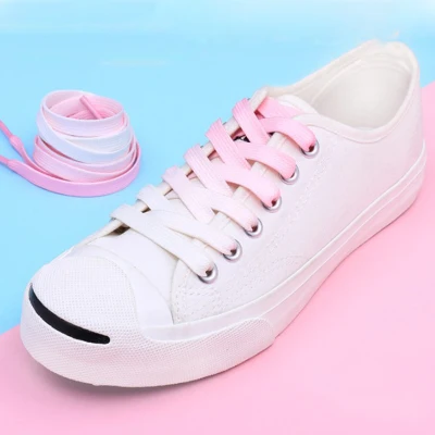 AL 1Pair Colorful Laces Rainbow Gradient Print Flat Canvas Shoe Casual Athletic Sport Sneaker Boots Shoelaces Kids Adult