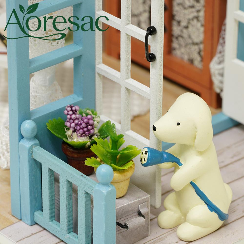 Aoresac ชุดตุ๊กตาจิ๋ว DIY ชุดสมจริงมินิ 3D บ้านไม้ห้องหัตถกรรมพร้อมเฟอร์นิเจอร์ไฟ LED ของขวัญวันเกิดคริสต์มาส ราคา 905 บาท*ส่งฟรี