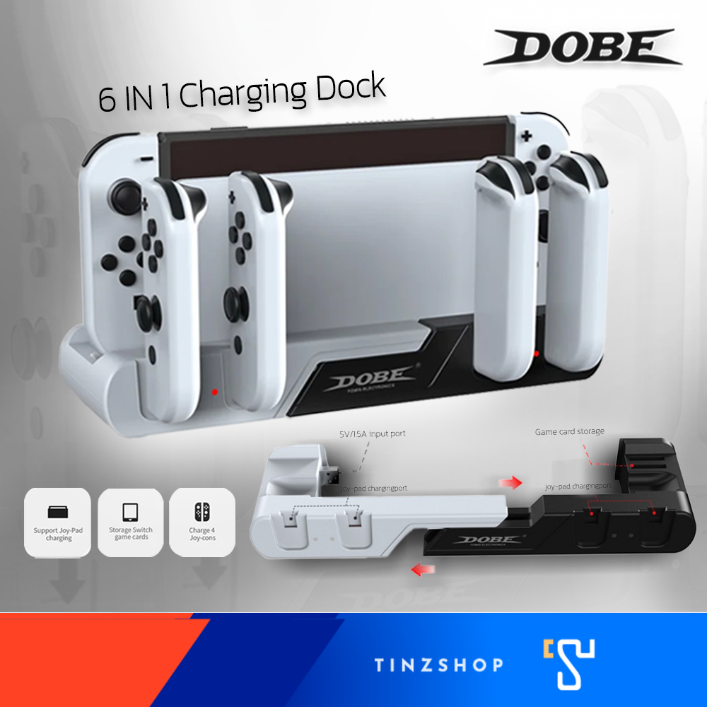 Dobe Tns-0122 Charging Dock for Nintendo Switch / Switch Oled (6 in 1 Controller Charging Dock) White-Black ราคา 389 บาท*ส่งฟรี