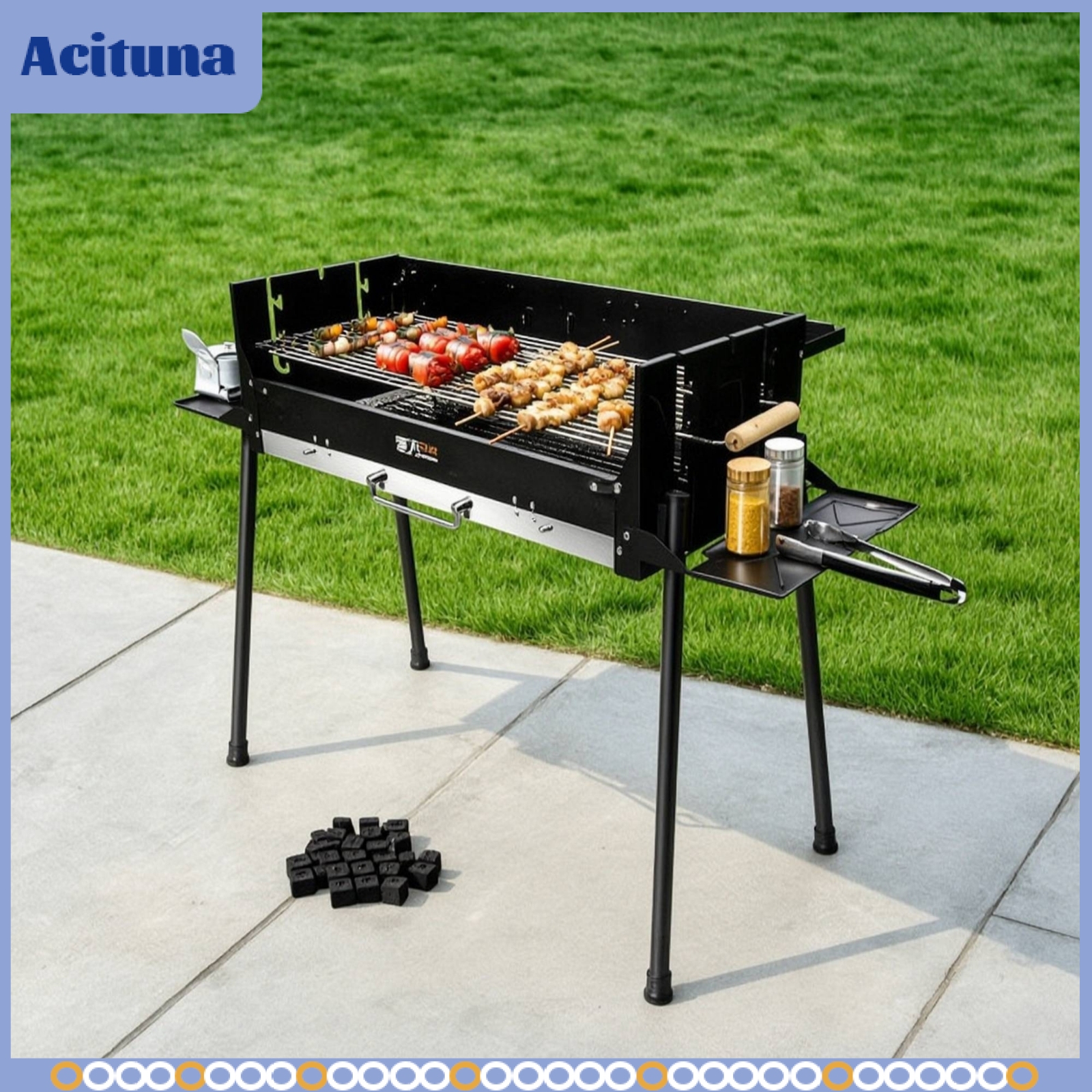 Acituna Stainless Steel Charcoal Grill with Foldable Side Shelf Compact Charcoal BBQ Grill Food-Grade Long-Lasting for Campers ราคา 16,105 บาท*ส่งฟรี