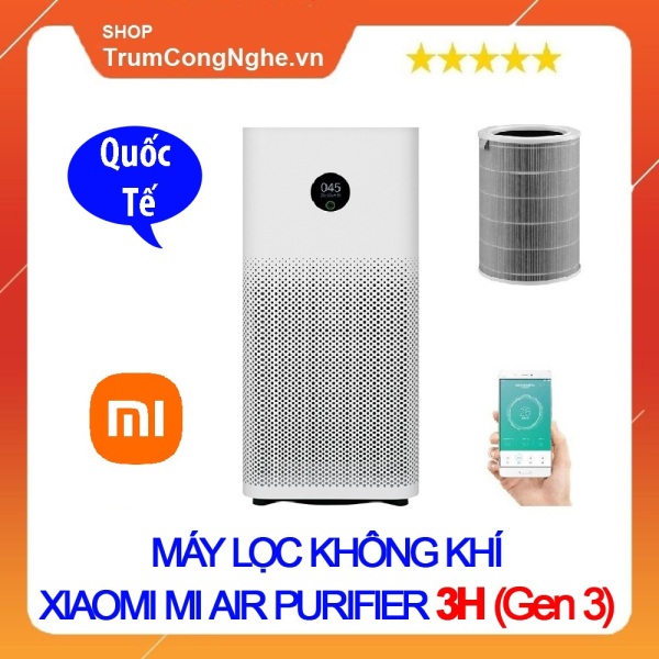 Máy lọc không khí Xiaomi Mi Air Purifier 3H (Gen3) Lọc Siêu Bụi Mịn, Diệt Khuẩn - Bản QUỐC TẾ