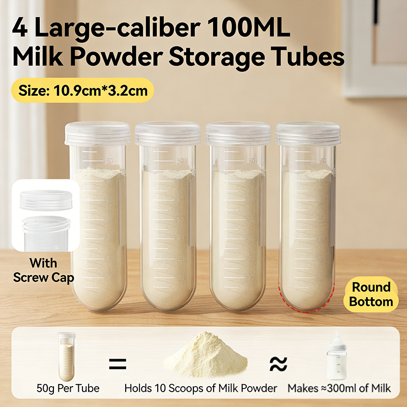 4pcs Baby Milk Powder Dispenser Portable Storage Box Sealed Container One Meal Per Grid