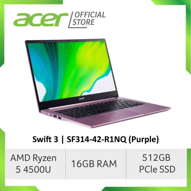 Acer Swift 3 SF314-42-R612/R1NQ (Silver/Purple) Thin and Light Laptop with AMD Ryzen 5 4500U Processor and 16GB