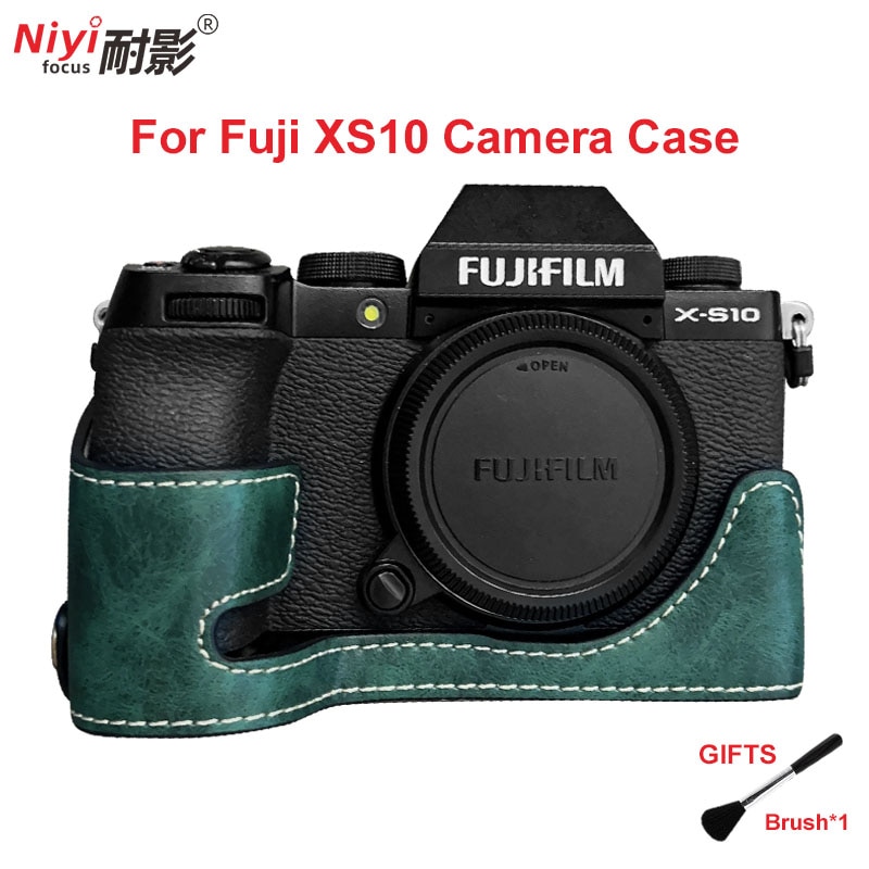 Chất liệu da PU máy ảnh nửa trường hợp cho Fuji xs10 x-S10 đáy máy ảnh pin phiên bản mở đầu chất liệu da PU trường hợp máy ảnh Fujifilm xs10 X-S10