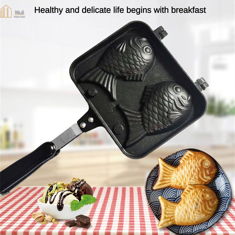 Wuli Waffle Pan Taiyaki chống dính bakeware hình dạng cá Khuôn làm bánh khuôn đúc với 2 mặt bakeware Waffle bánh Maker Pan nhà khay nướng công cụ