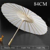 Paper Umbrella DIY White Parasol Wooden Handle DIY Chinese Oil Umbrellas Wedding Photography Props