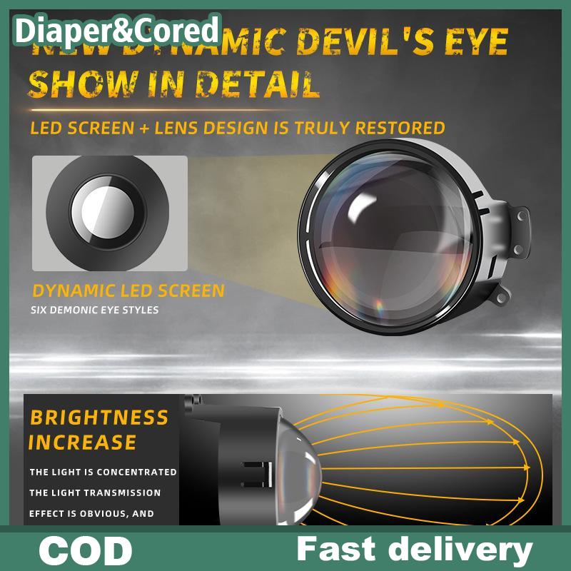 🔥🔥🔥Diaper&Cored Xe Devil Eye Led Đèn Pha 6 chế độ ánh sáng thấp kiểm soát bầu không khí trong xe phổ ống kính xe máy Đèn pha - Thương hiệu Diaper&Cored Giá 306,342 Đồng*Miễn phí vận chuyển