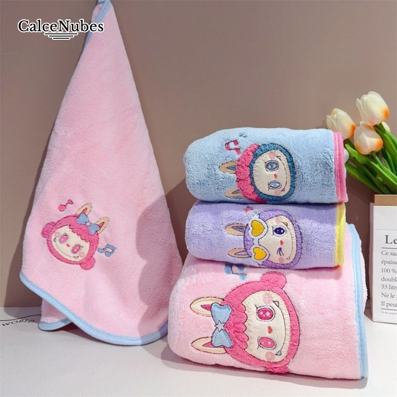 Khăn lau mặt dễ thương labubu khăn thấm nước khăn tắm dày san hô lông cừu mềm mại và không có xơ
