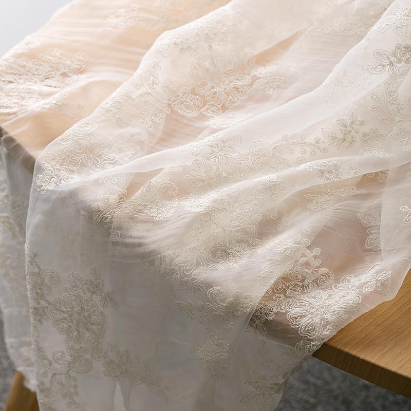 Vải Organza Thêu Chất Vải Mềm Da Bò Thủ Công DIY Mềm Mại Trang Phục Khăn Chùm Đầu Ren Thêu Hoa Voan Lưới Mềm Trang Phục Thời Hán Vải
