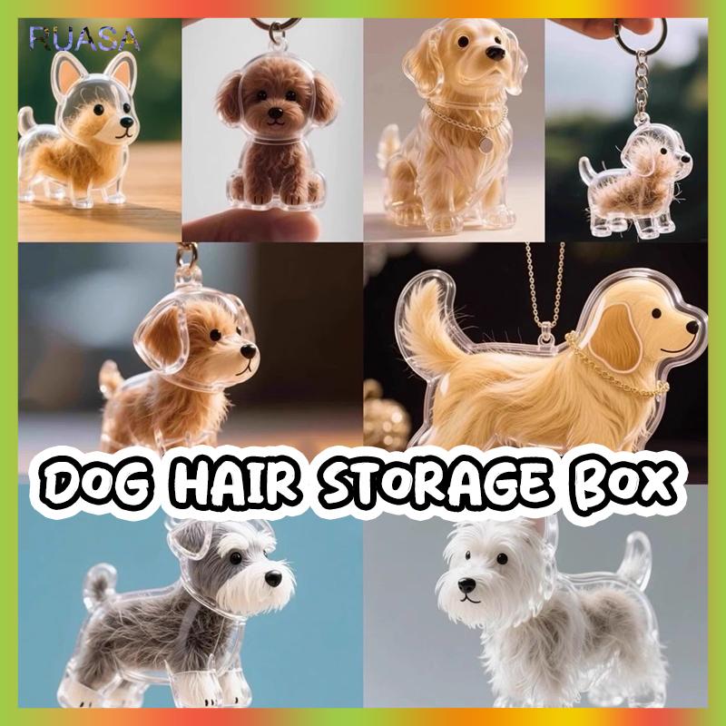RUASA Rõ ràng Puppy tóc tưởng niệm lưu niệm viên nang pet của chó lông container tự làm mặt dây chuyền Keychain trang trí vật nuôi những người yêu thích nhà hiển thị Quà Tặng