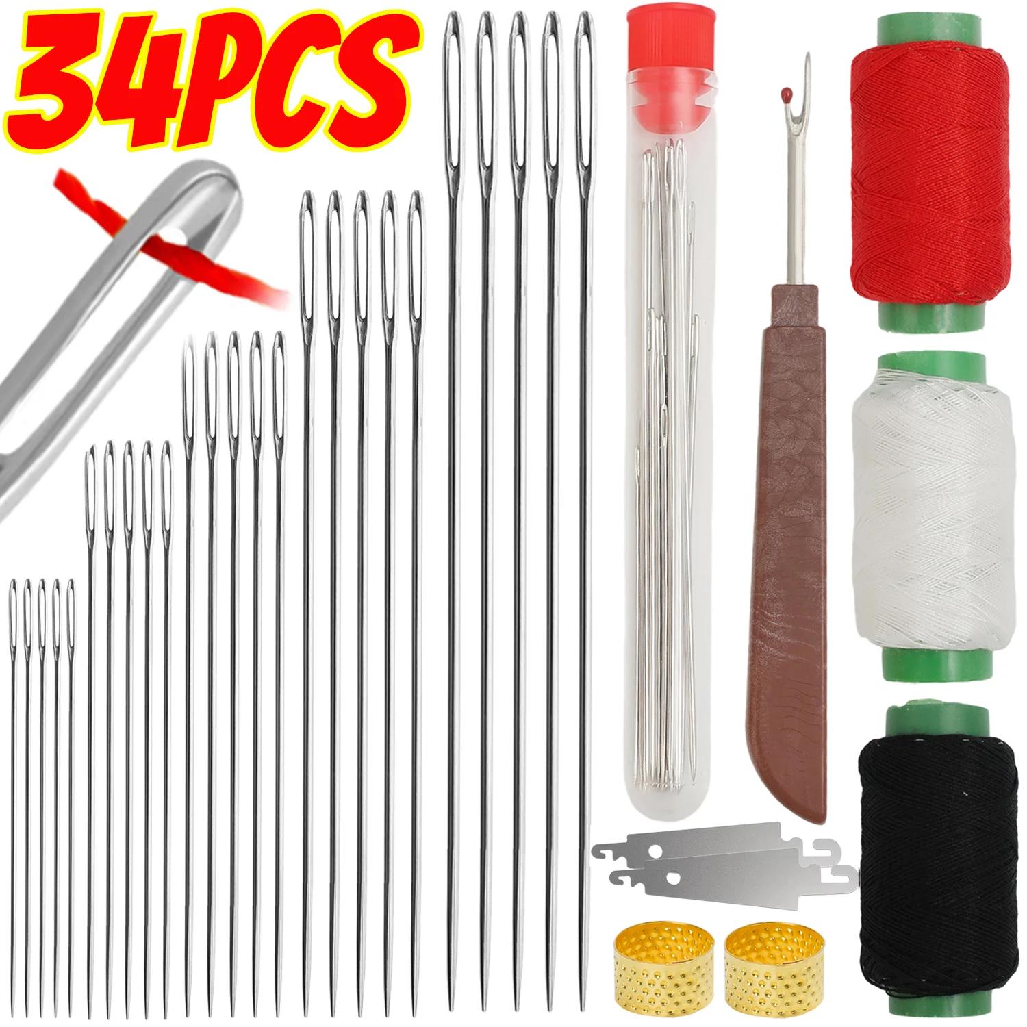 Large Eye Sewing Needles Stainless Steel Needles Set with Diverse Practical Tools Home DIY Jewelry Apparel Craft Sewing Supplies