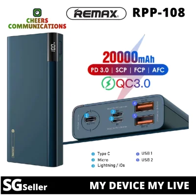 REMAX 20000mAh Powerbank ,REMAX RIJI RPP-108 PD 3.0 QC 3.0