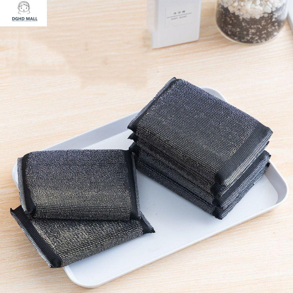 DGHD 6pcs Thấm hút Miếng bọt biển inox Dày Hình chữ nhật Miếng bọt biển chà Hộ gia đình Không trầy xước Miếng bọt biển rửa chén Nồi