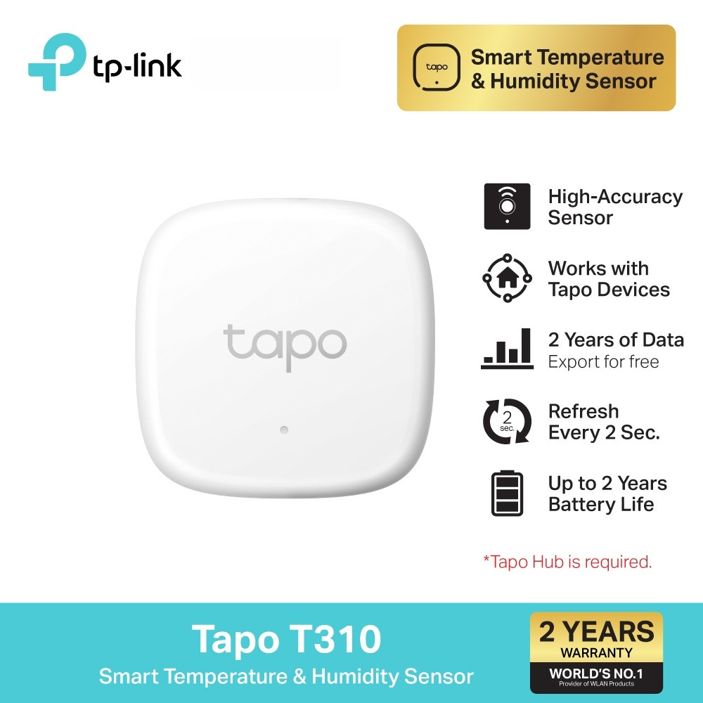 TP-Link Tapo T310 เครื่องวัดอุณหภูมิและความชื้นอัจฉริยะ Smart Temperature & Humidity Sensor แจ้งเตือนผ่าน App ประกัน2ปี ราคา 459 บาท*ส่งฟรี