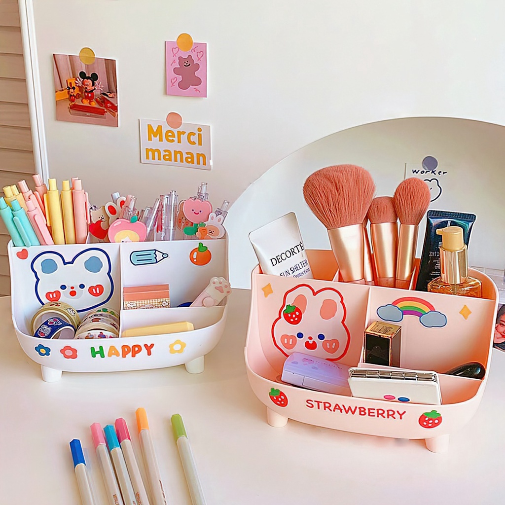 Hộp đựng bút để bàn lưu trữ văn phòng phẩm tặng kèm sticker dễ thương -lumbley
