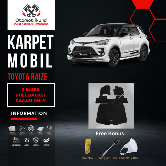 [ OTOMITFKU ]Karpet Mobil Toyota Raize Bahan Single Layer Rubber Eva Premium - M (2 Baris), Hitam-Biru Harga 385,000 rupiah*Gratis Ongkir