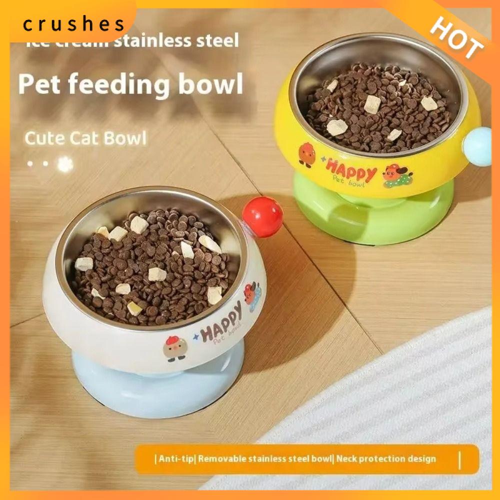 CRUSHES Thép không gỉ Bát ăn cho thú cưng Có thể tháo rời Dopamine Bát ăn cho mèo Dễ thương Bàn chân cao Bát ăn cho chó Bảo vệ cột sống cổ cho mèo con và chó