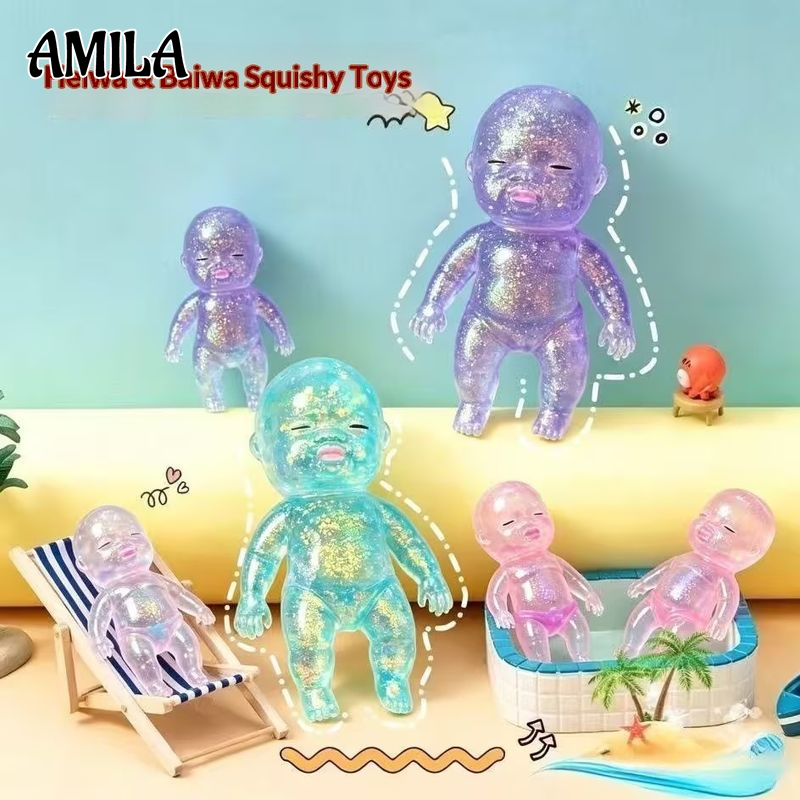 AMILA Cute Baby Doll Squishy Toy with Soft Slow-Rebound Texture for Stress Relief and Fun Play ราคา 40 บาท*ส่งฟรี