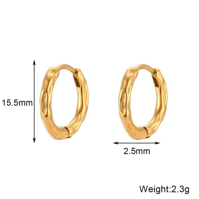 2 kích cỡ Chunky mỏng búa Khuyên tai dạng vòng mạ vàng cho phụ nữ girl39; S trang sức cổ điển mới trong thép không gỉ aretes Para mujer