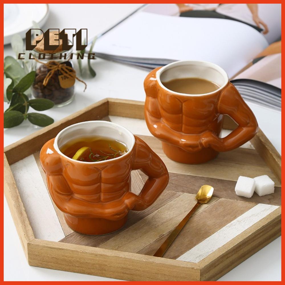 PETI CLOTHING Cơ ngực 3D Cốc cà phê Gốm Sáng Tạo Cốc nước 350ml Cốc sữa Dành cho gia đình văn phòng