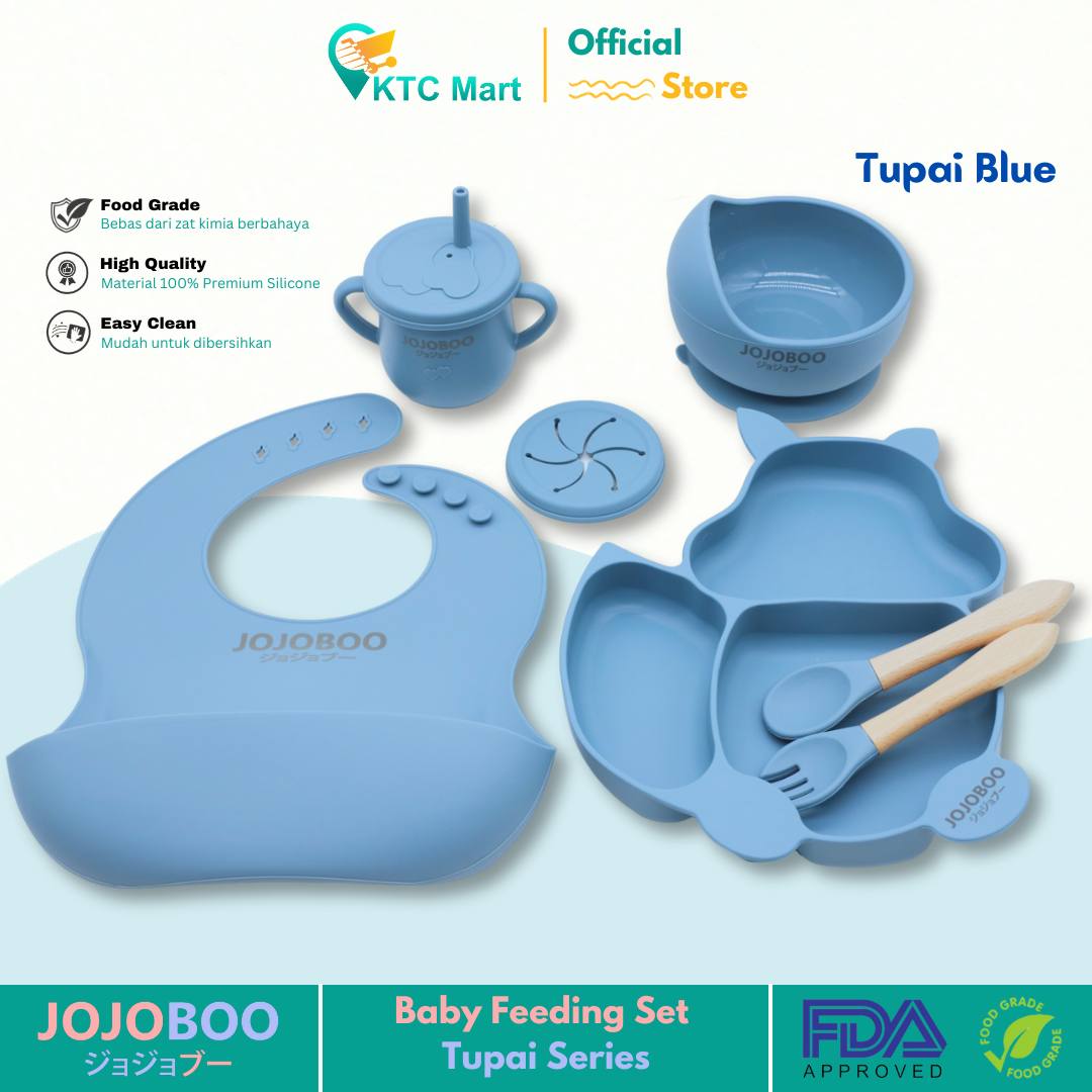 Tempat Makan Bayi 8 in 1 Baby Feeding Silicone Peralatan Makan Bayi Anti Slip Mangkok Piring Sendok