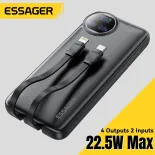 Essager 22.5W sạc dự phòng 20000mAh với hai dây cáp tích hợp đồ sạc di động cho Iphone 15 Pro Max, sạc 4 thiết bị cùng một lúc