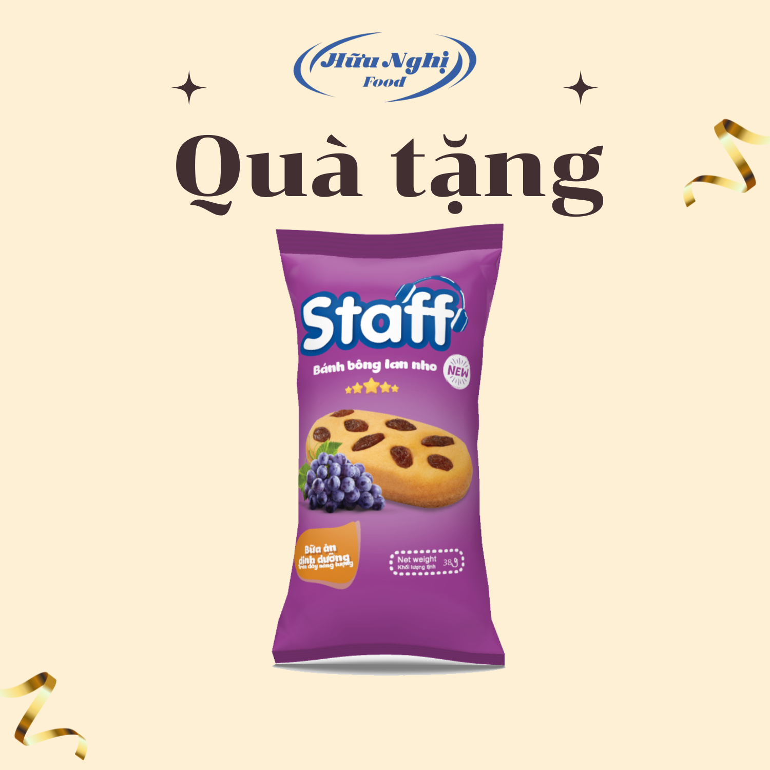 (QUÀ TẶNG) Bánh Staff Bông Lan Nho 38g