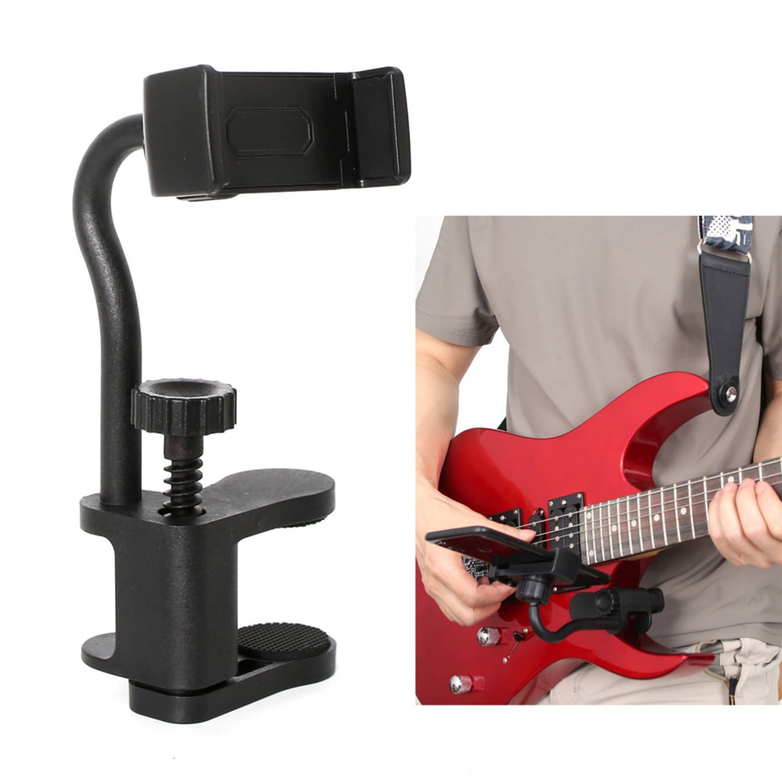 Prettyia Adjustable Guitar Phone Holder Telescopic Guitar Phone Mount Stable Hands-Hands-Available for Guitarists, Music Rehearsals ราคา 12,173 บาท*ส่งฟรี
