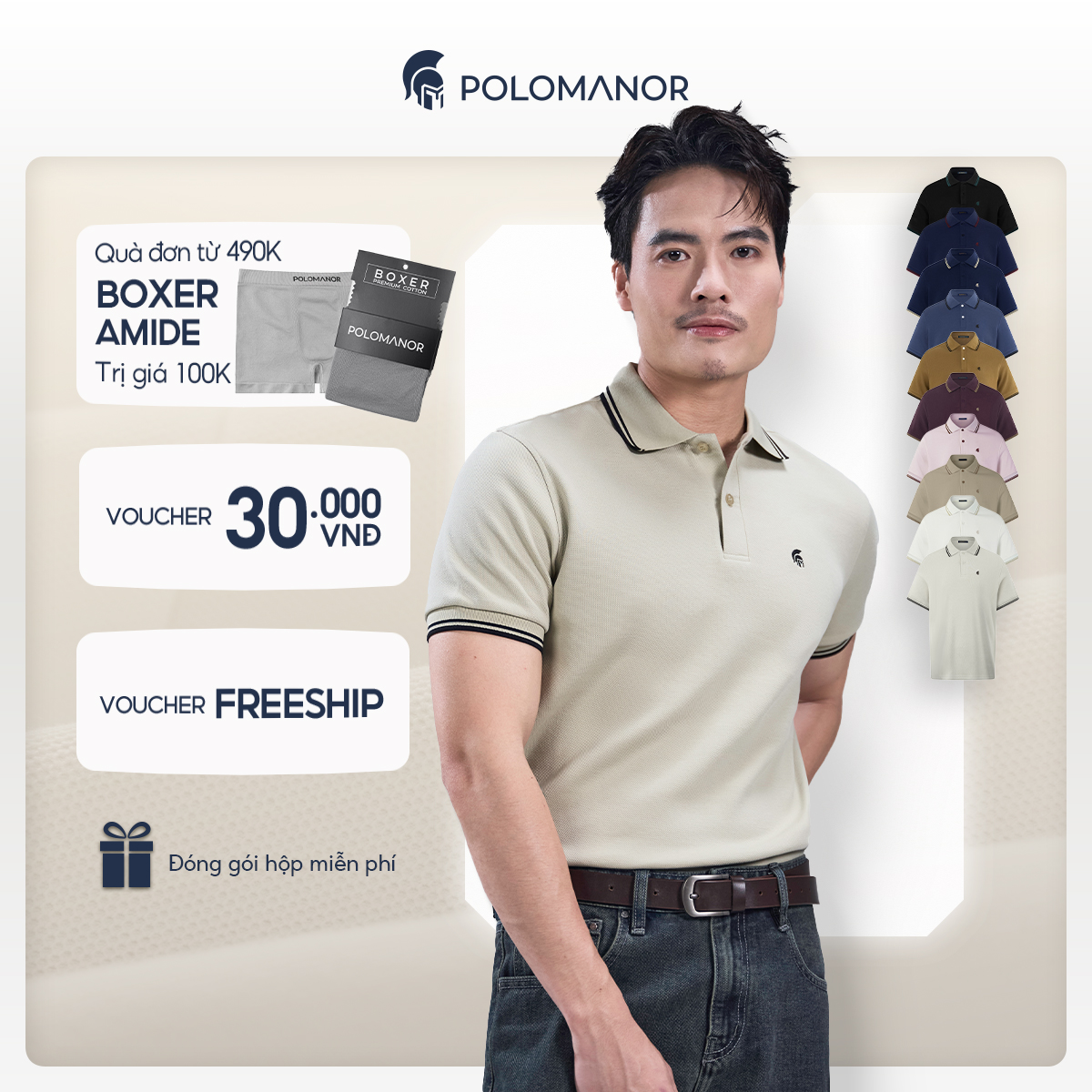 Áo polo nam BASIC CLASSIC vải cá sấu cotton piqué interlock sang trọng, tinh tế - POLOMANOR