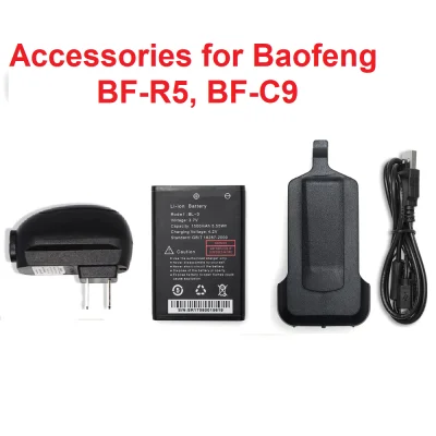 Singapore stock! NEW, Original accessories for Baofeng BF-R5, BF-C9 Walkie Talkie BL-3 Battery for Li-ion Battery 3.7V 1500mAh, belt clip, power adapter, charging cable