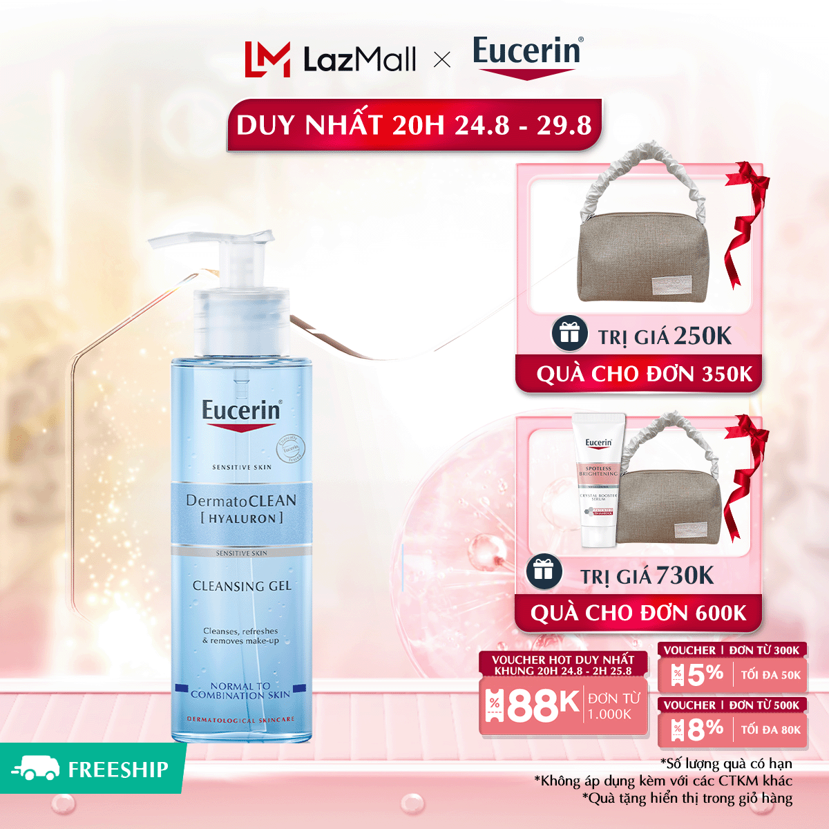 Gel rửa mặt dịu nhẹ cho da nhạy cảm Eucerin Dermato Clean Refreshing Cleansing Gel 200ml