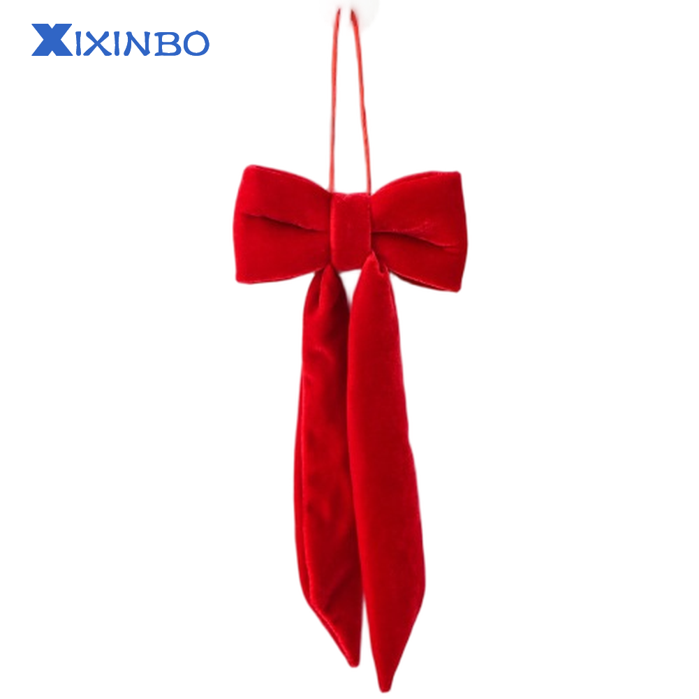 XIXINBO Red Velvet Bow Ornament for Christmas Tree Window Hanging Decoration Long Size ราคา 139 บาท*ส่งฟรี