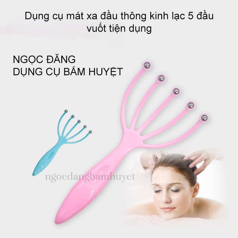 Dụng cụ mát xa 5 đầu vuốt tiện dụng chải tóc chải đầu trong gội đầu dưỡng sinh