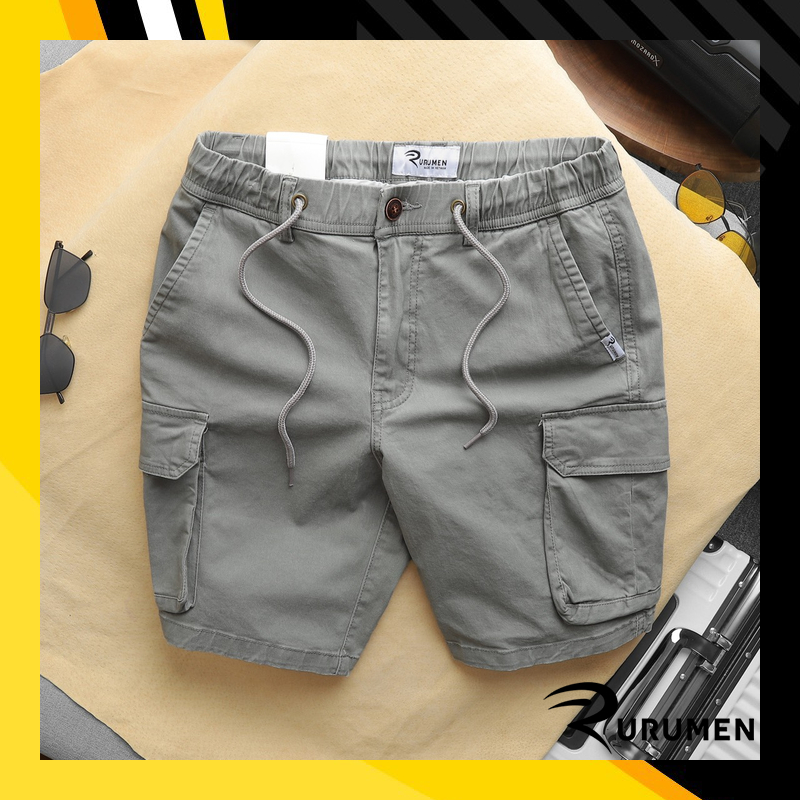 Quần Nam Kaki Túi Hộp RURUMEN Kaki Co Giãn Big Size Màu Đen Kem Xám Da Bò