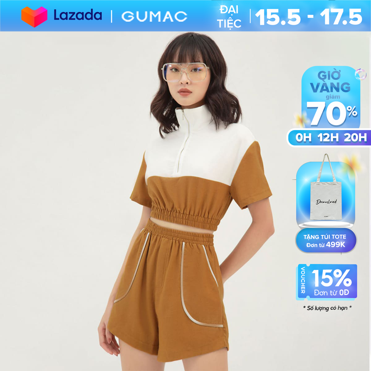 [15 - 17.5 | TẶNG QUÀ đơn từ 499K] Áo croptop nữ kiểu phối dây kéo, phong cách cá tính trẻ trung, thời trang GUMAC mẫu mới AB319, có hình thực tế+ hỗ trợ đổi hàng 7 ngày