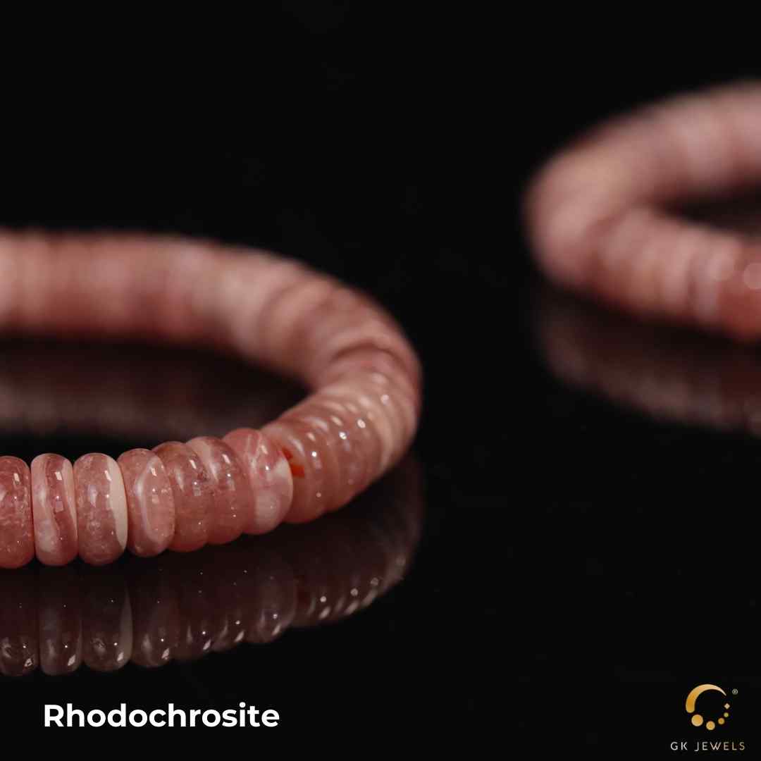 Rhodochrosite Stacked Beads Bracelet 7.1-7.4mm+-