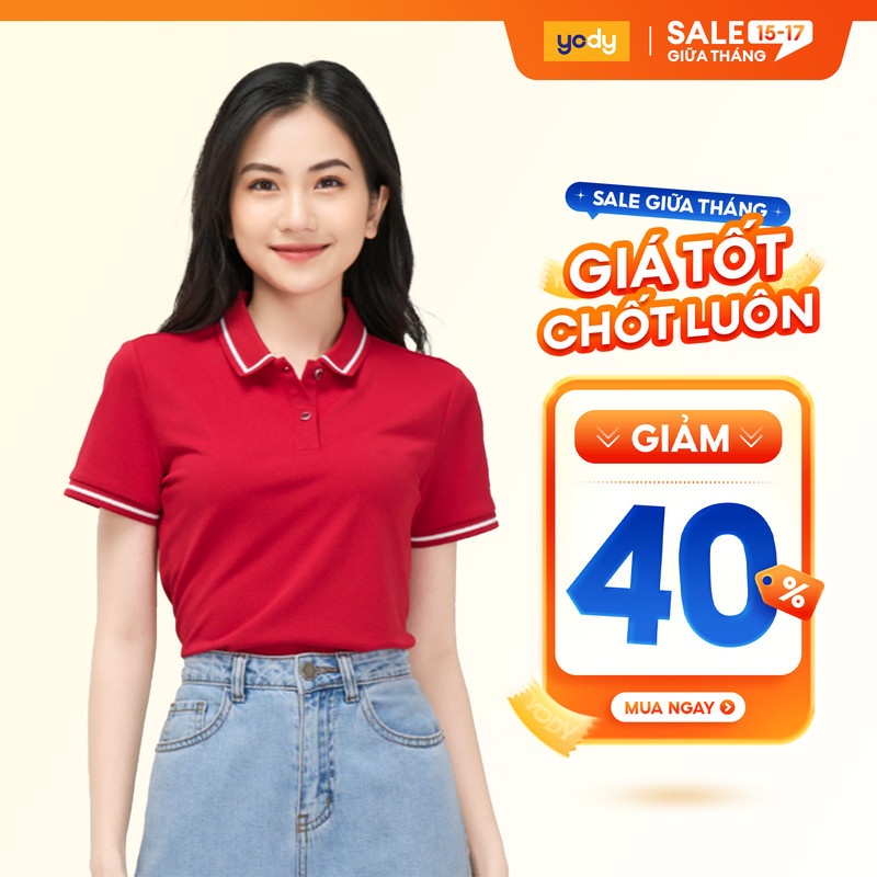 [15-17.5 nhập mã LAZSOCIAL80K giảm 12% tối đa 80K cho đơn 149K] Áo polo nữ café phối bo YODY, áo phông nữ chất liệu cafe kháng khuẩn tự nhiên APN4396