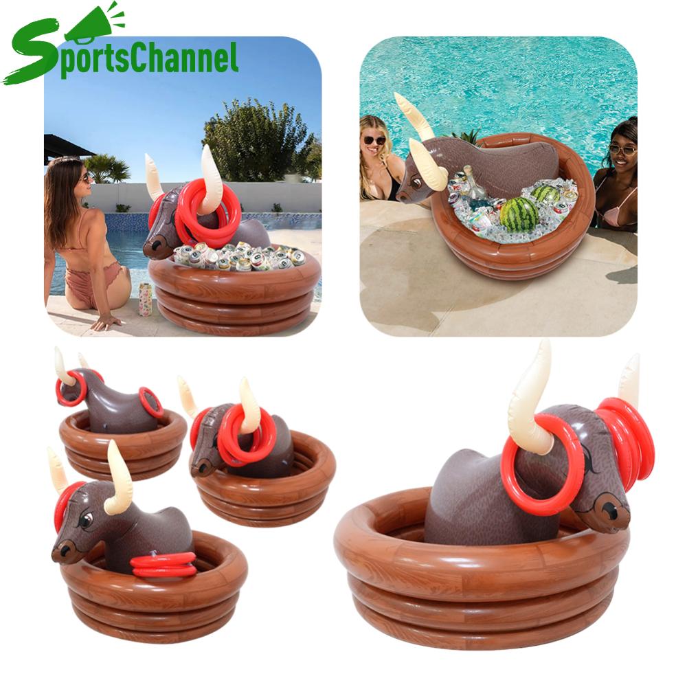 Inflatable nước Bull Cooler PVC cốc nổi chủ đa chức năng đồ uống Ice chủ với 4 nhẫn cho thời gian bãi biển Spa